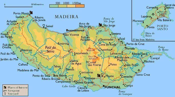 Landkarte von Madeira & Porto Santo